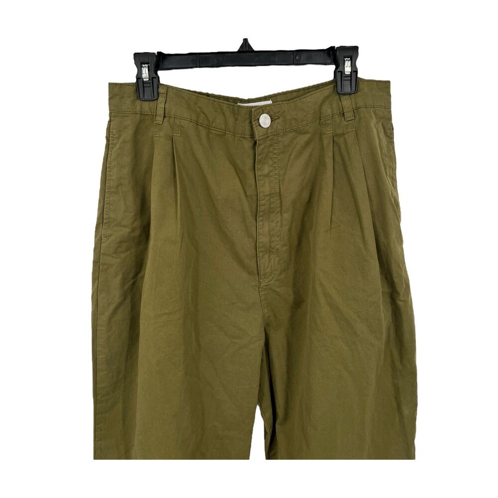 Frame pants pleated cotton twill wide leg green size 31 - Picture 4 of 7